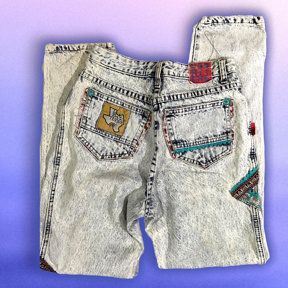 ✨HOST PICK✨ RARE!!! 80s CORNICHE Acid Wash Denim TEXAS XS/S - Picture 3 of 4